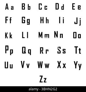Grotesque letters set. Sharp serif alphabet. Bold uppercase font. Vector typography chart. Stock Vector