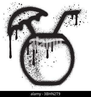 Spray Painted Graffiti Young Coconut Sprayed isolated with a white background. Stock Vector