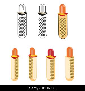 Waffle rolls collection. Dessert vector pack. Sweet snack icons. Topping detail variety. Stock Vector