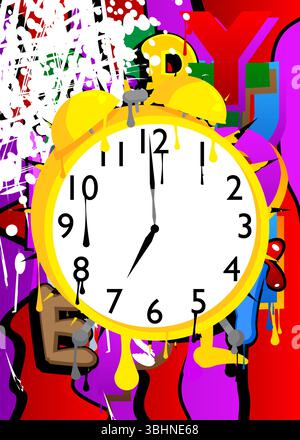 Alarm Clock graffiti. Abstract modern street art decoration performed ...
