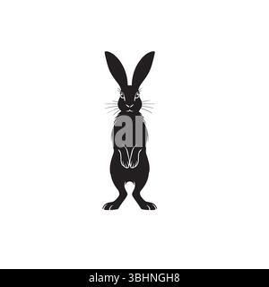 Rabbit or hare silhouette vectors with deference pose Stock Vector