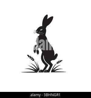 Rabbit or hare silhouette vectors with deference pose Stock Vector