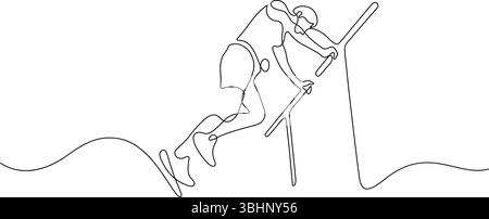 man doing running warm up leaning hurdle before workout one line drawing continuous minimalism decorative art Stock Vector