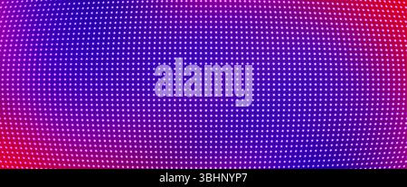Led pixel screen display with bright pink and purple dots forming digital wall background. Futuristic technology pattern for video walls, presentations or electronic advertising. Tv display panel Stock Vector