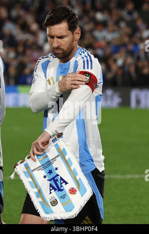 Argentina’s national team forward Lionel Messi gestures before the