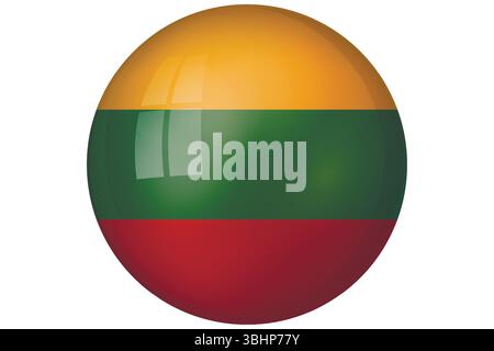 Flag of Lithuania. Lithuanian national symbol in official colors. Template icon. Abstract vector background. Round glass light ball, 3D big bubble Stock Vector