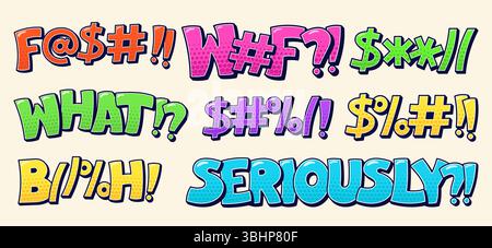 Color swear speech bubbles with bad worlds. Stock Vector