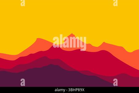Minimal mountain landscape. Abstract contemporary nature art wallpaper Stock Vector
