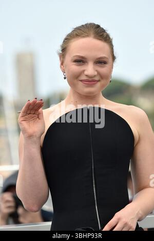 Mia Threapleton during the photo call for the film The Phoenician