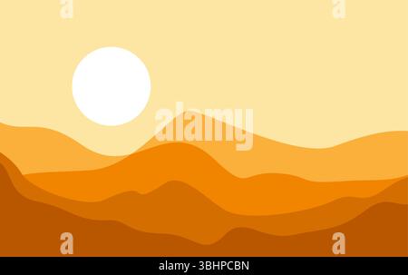 Abstract Dessert Mountain With Sun Vector Background Stock Vector