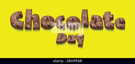 World Chocolate Day Typography Design – Sweet Celebration Vector Lettering Illustration. Stock Vector
