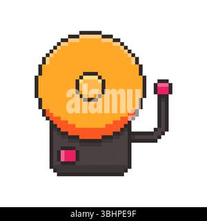 Pixel art School Bell game asset design Stock Vector