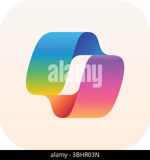 Microsoft Copilot artificial intelligence chatbot mobile app icon, on a transparent background, vector illustration. Microsoft Copilot is a generative Stock Vector
