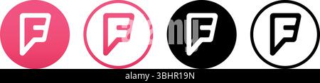 Set of round Foursquare mobile app icons, isolated on a transparent background, vector illustration. Foursquare is a geolocation technology company an Stock Vector