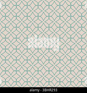 Minimalist line floral grid for paper, wallpaper. Outline simple flowers mosaic background. Clover flowers pattern. Stock Vector