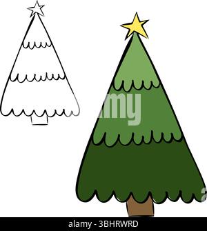 Christmas tree Simple Geometric isolated on transparent background. Vector graphic line ink illustration. design for fashion graphics, textile prints, Stock Vector