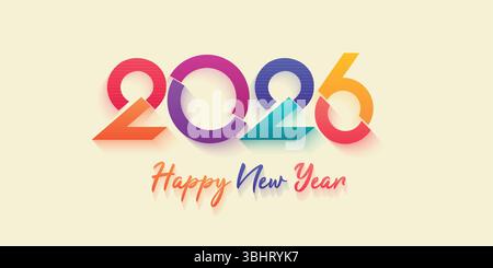 Gradient 2026 Logo Concept with Abstract Elements. Happy New year 2026. 2026 year logo Stock Vector