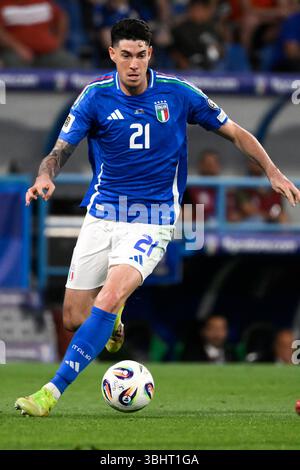 Alessandro Bastoni Of Italy During The Fifa World Cup 2026 Qualifiers Alessandro Bastoni Of Italy In Action During The Fifa 2026 Qualifier Football Match Between Italy And Moldova At Citta Del Tricolore Stadium In Reggio Emilia Italy June 9 2025 3bht1ga 