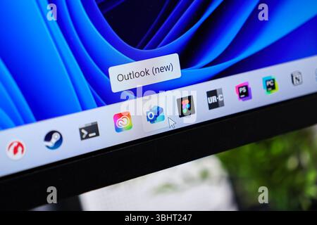 Poznan, Poland - June 6, 2025: Outlook application icon displayed on a Windows 11 desktop, highlighting its role in email management and professional Stock Photo