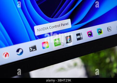 Poznan, Poland - June 6, 2025: NVIDIA Control Panel application for managing graphic settings in Windows 11 operating system, with mouse cursor hoveri Stock Photo