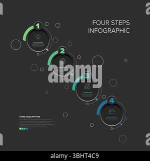 Professional vector infographic template with four steps, a modern infographic design element. This four steps design is perfect for presentations or Stock Vector