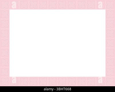 Decorative Pink Geometric Border Frame Vector – Seamless Pattern Design for Invitations, Certificates, and Stationery Stock Vector