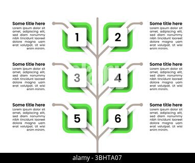 Side Tree Workflow Visualization Examples Infographic template with 6 options or steps. Tree. Can be used for ...