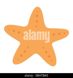 Bright orange starfish with rounded arms and subtle spot details resting on a white background in simple vector style Stock Vector