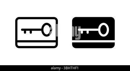 Keycard Icon Set. A black icon of a keycard, representing room access or security in hotels. Stock Vector