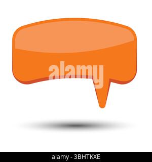 Orange cartoon comic balloon speech bubble without phrases and with shadow. Vector illustration. Stock Vector
