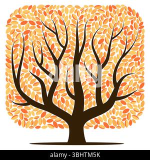 Vector tree with yellow leaves isolated on a white background Stock Vector