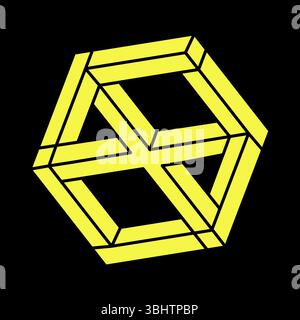 Optical illusion objects. Impossible shapes. Web design elements. Line design. Escher paradox.  Stock Vector
