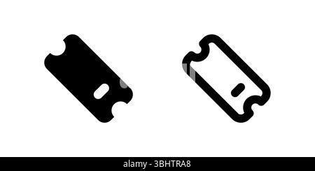 Coupon Voucher Icon Set. A black glyph and outline icon of a coupon or voucher, representing discounts. Stock Vector