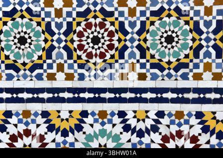 Moroccan Islamic mosaic tiles in Marrakesh, Morocco Stock Photo