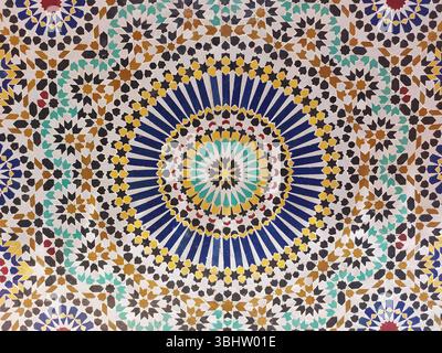 Moroccan Islamic mosaic tiles in Marrakesh, Morocco Stock Photo