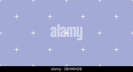 Flat cartoon seamless pattern with polka white stars over soft blue background. Simple, clean celestial texture ideal for childrens products, party de Stock Vector