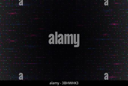 Glitch pixel background with multicolor fading dots on dark screen. Digital dots for tech, cyberpunk or digital project. Abstract futuristic data elem Stock Vector