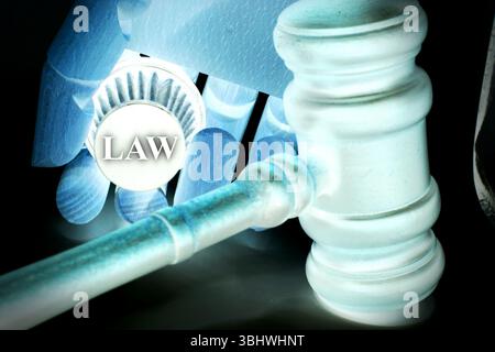 AI Ethics and Responsible Artificial Intelligence Governance Concept. Gavel for AI ethics, regulations, law, fairness, transparency, data protection, Stock Photo