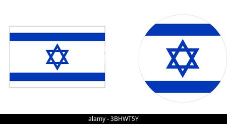 The Israeli Flag has blue and white stripes with the iconic Star of David in the center Stock Vector
