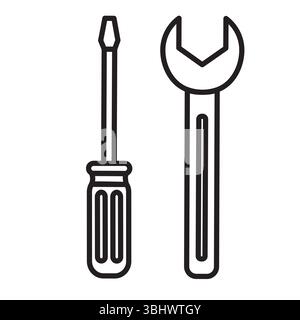 Repair line icon vector tools icon symbol isolated Stock Vector