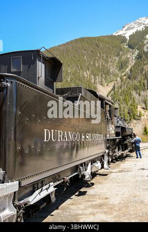Durango, Colorado, USA - 23 May 2025: Vintage steam engine on the ...