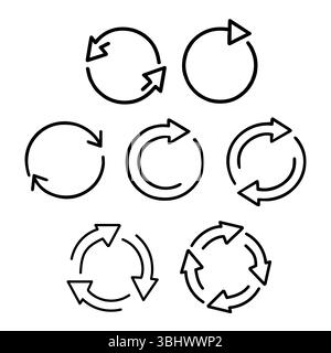 A collection of Circular Arrow Icons, ideal for Refresh and Cycle Concepts in various applications Stock Vector