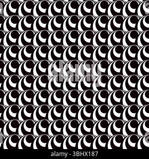 Abstract multiple overlapping circles lined horizontally seamless pattern, minimalist simple hand drawn vector illustration, decorative monochrome tex Stock Vector