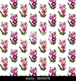 Simple flowers in flat style. Seamless pattern. Vector illustration. Stock Vector