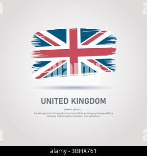 United Kingdom Flag Brush Stroke Vector – Grunge Style Union Jack with Editable Text Stock Vector