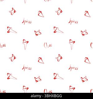 Seamless pattern with hand drawn red clove buds in line art style for kitchen decor packaging and fabric design Stock Vector