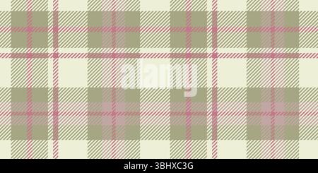 Seamless pattern with classic plaid or tartan design in muted tones of beige, light pink, and olive green. Suitable for textiles and backgrounds. Stock Vector