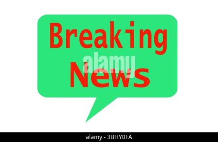 Breaking News Text in Red on Green Speech Bubble Vector Illustration Stock Vector