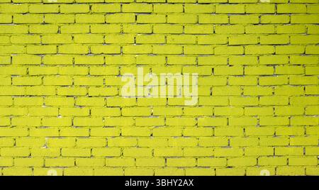 Bright Yellow Painted Brick Wall Background Stock Photo