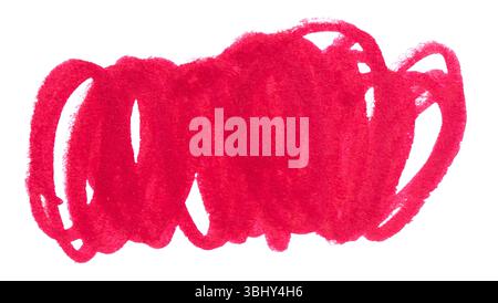 Grunge Red Marker Pen Hand-Drawn Line Strokes Isolated on White Background Stock Photo